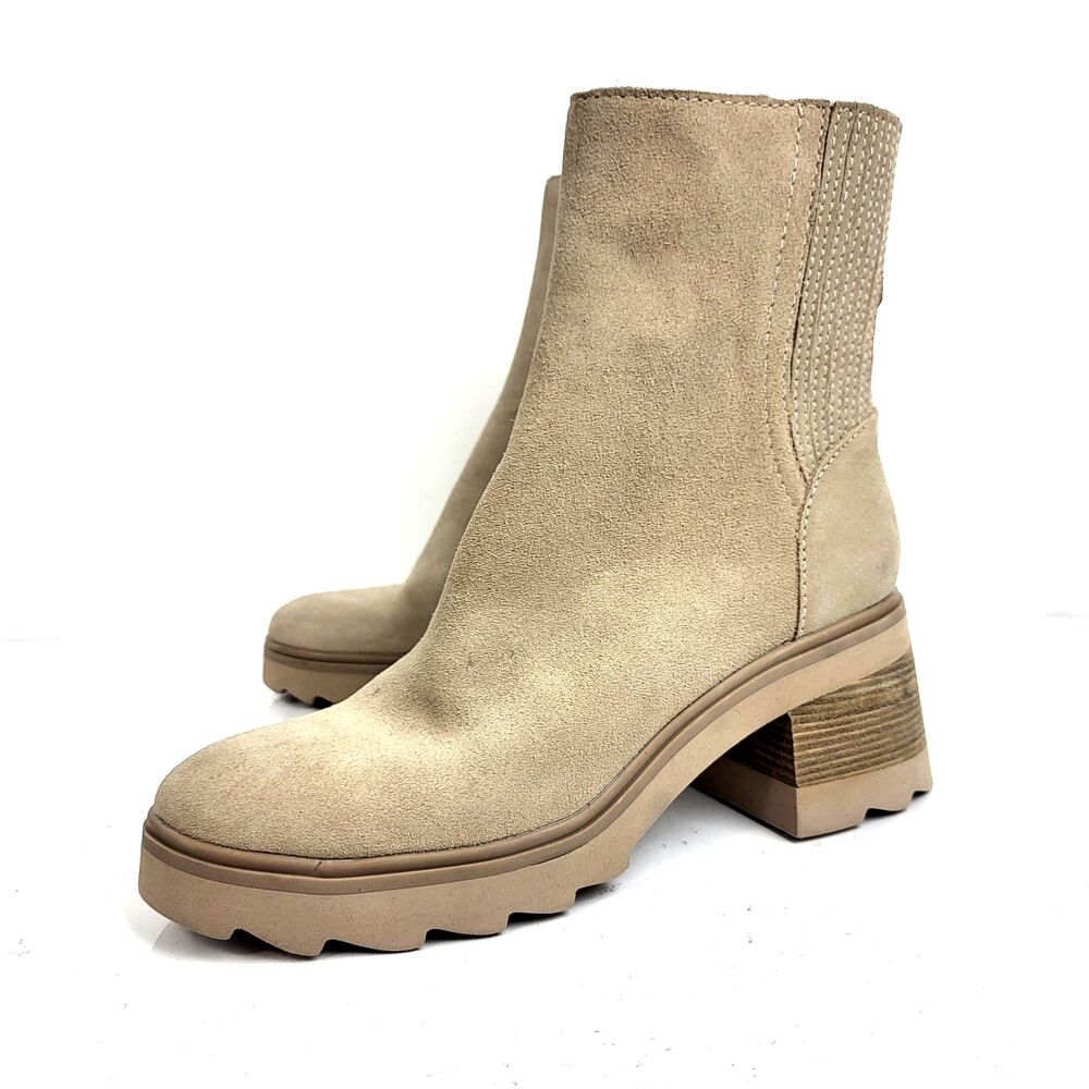 Dolce Vita Women Martey waterproof Boots Booties Chunky Block Heel Suede Zip 6.5